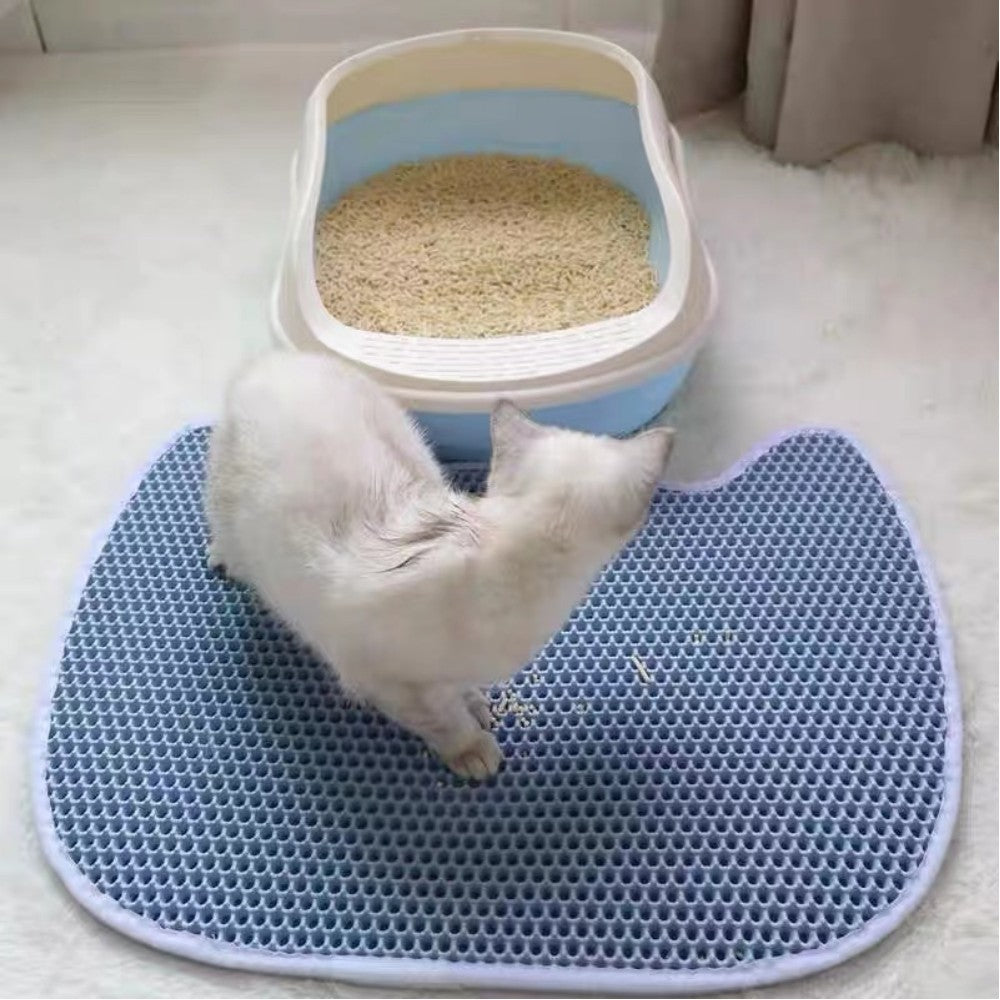 KARA PET Pink Double Layer Sand-controlled Owl Cat Litter Mat