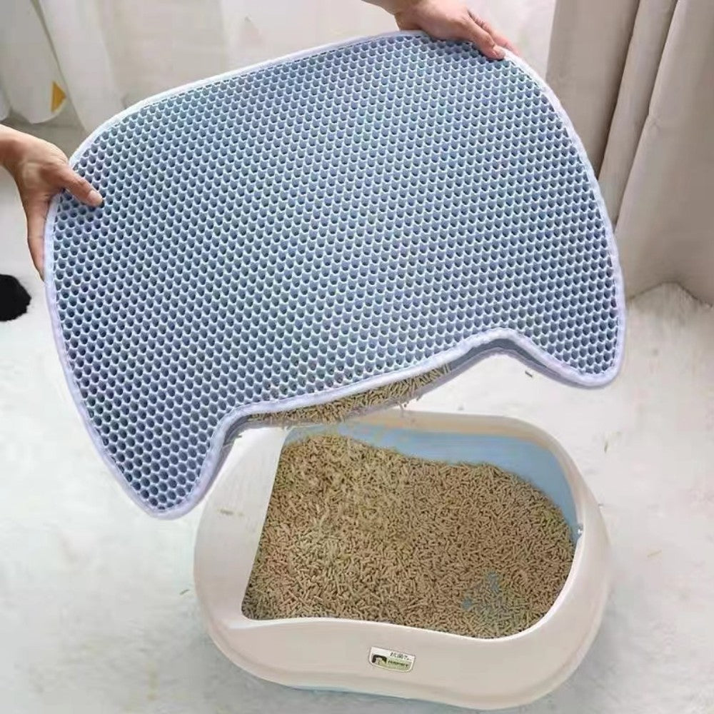KARA PET Pink Double Layer Sand-controlled Owl Cat Litter Mat