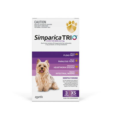 SIMPARICA Trio Very Small Dog 2.6-5kg Purple 3 Pack