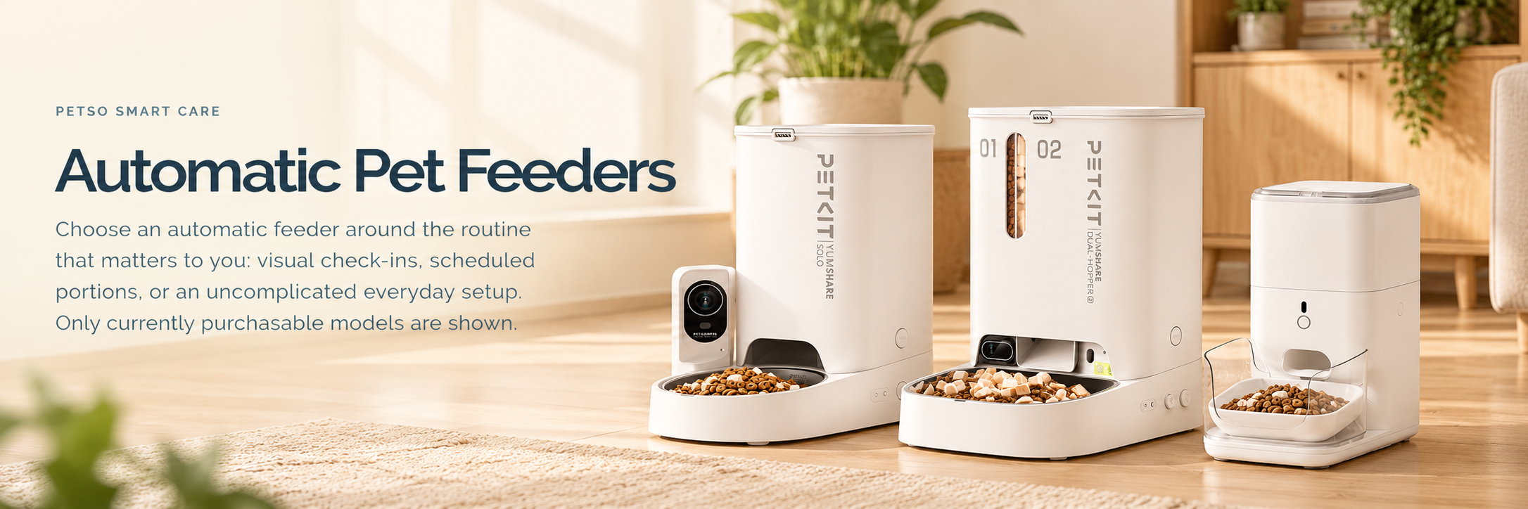 Automatic pet feeders for cats and dogs